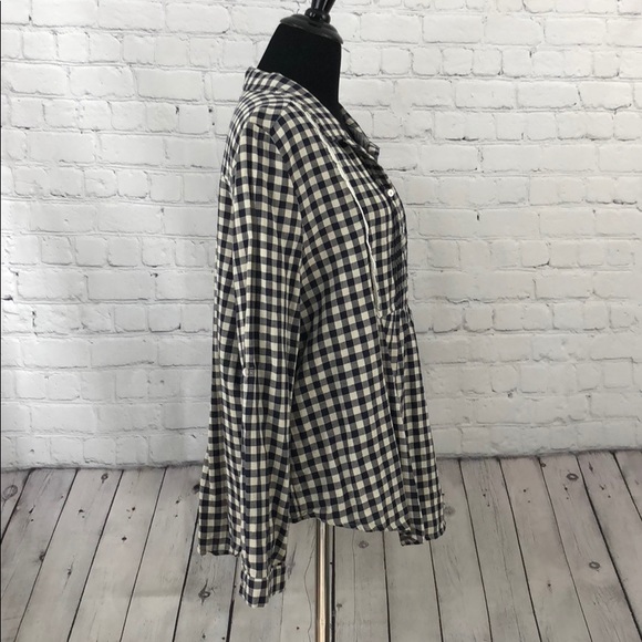 Paper Crane Checkered Button Down Babydoll Shirt - Picture 5 of 7